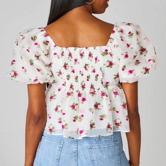 BuddyLove Blakely Peplum Short Sleeve Top - Calla Lily - Picture 2 of 13
